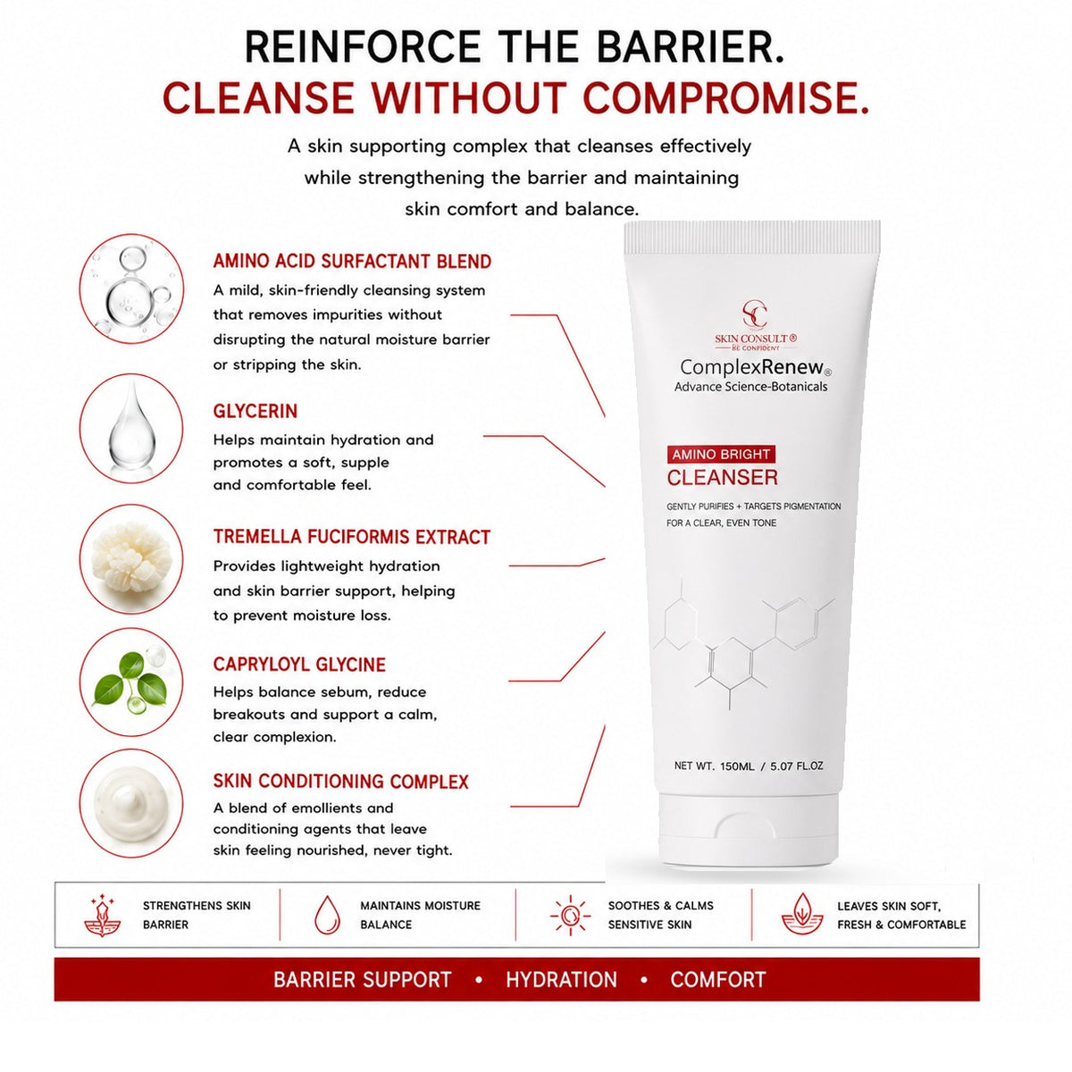 Amino Bright Cleanser | Pigment Corrective Ferment Activated Cleanser | 150ml