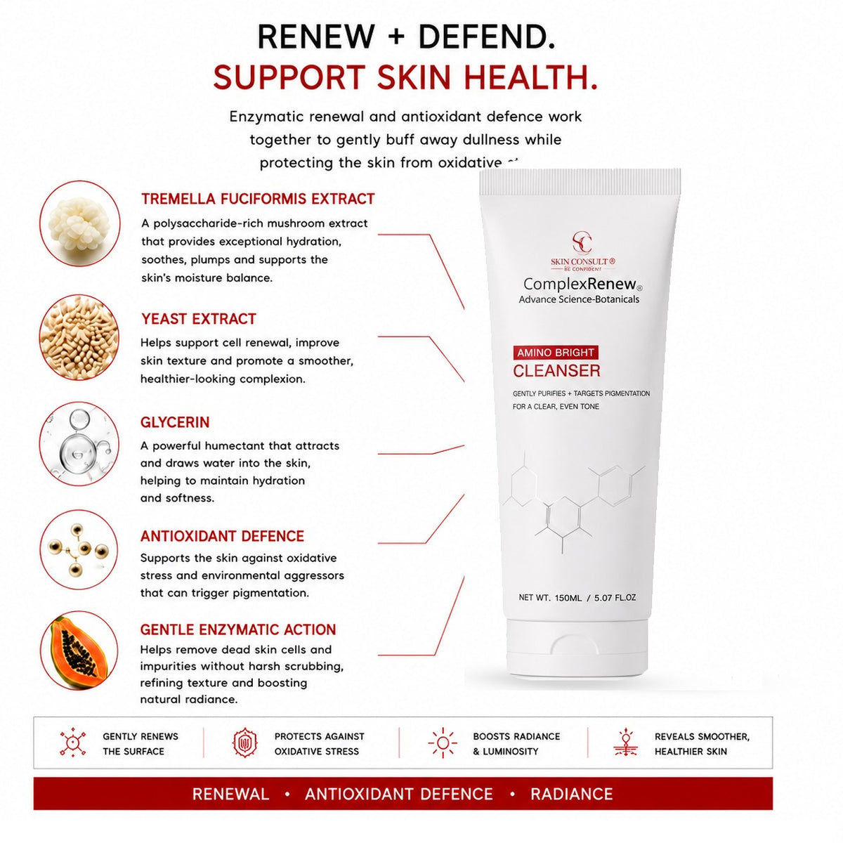 Amino Bright Cleanser | Pigment Corrective Ferment Activated Cleanser | 150ml