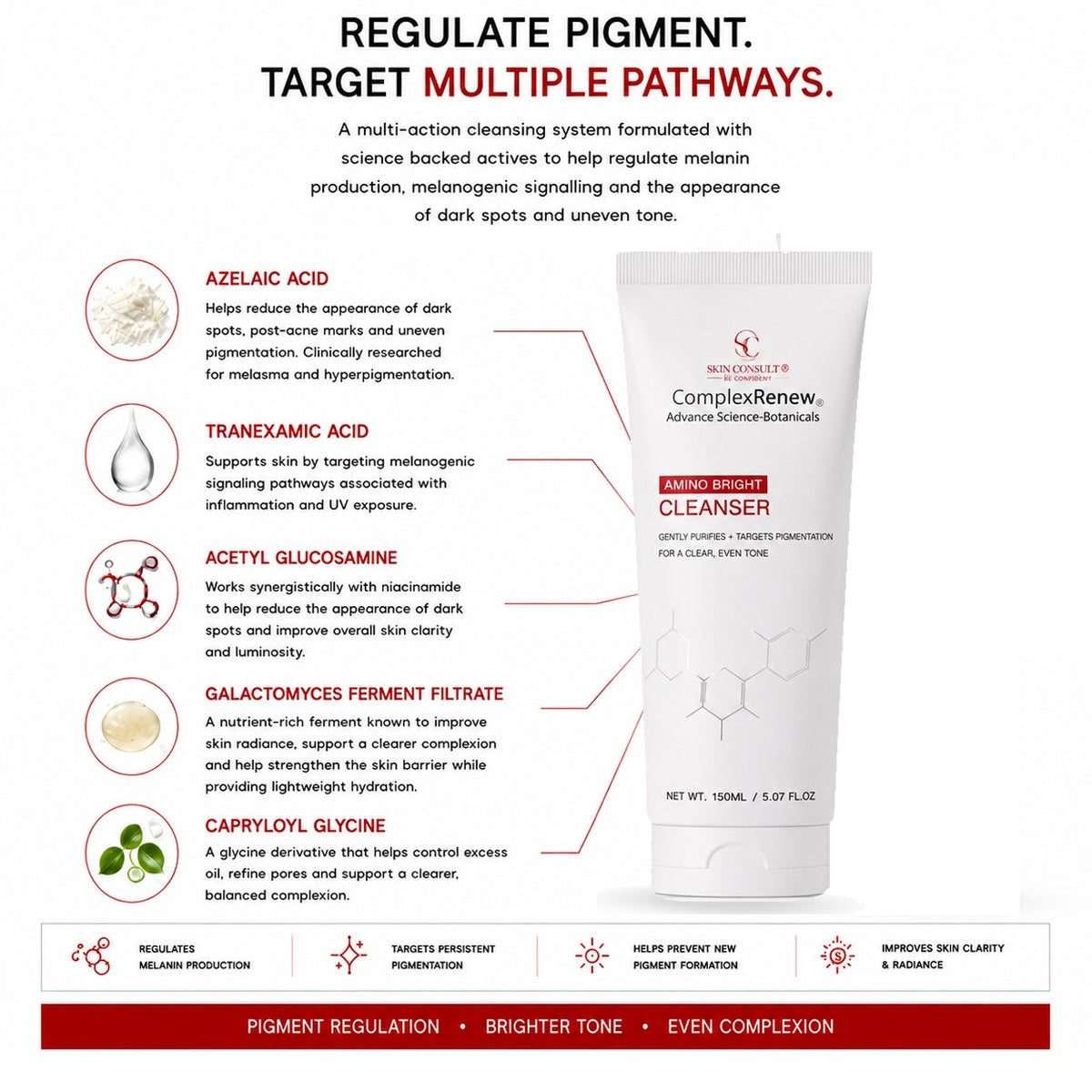 Amino Bright Cleanser | Pigment Corrective Ferment Activated Cleanser | 150ml
