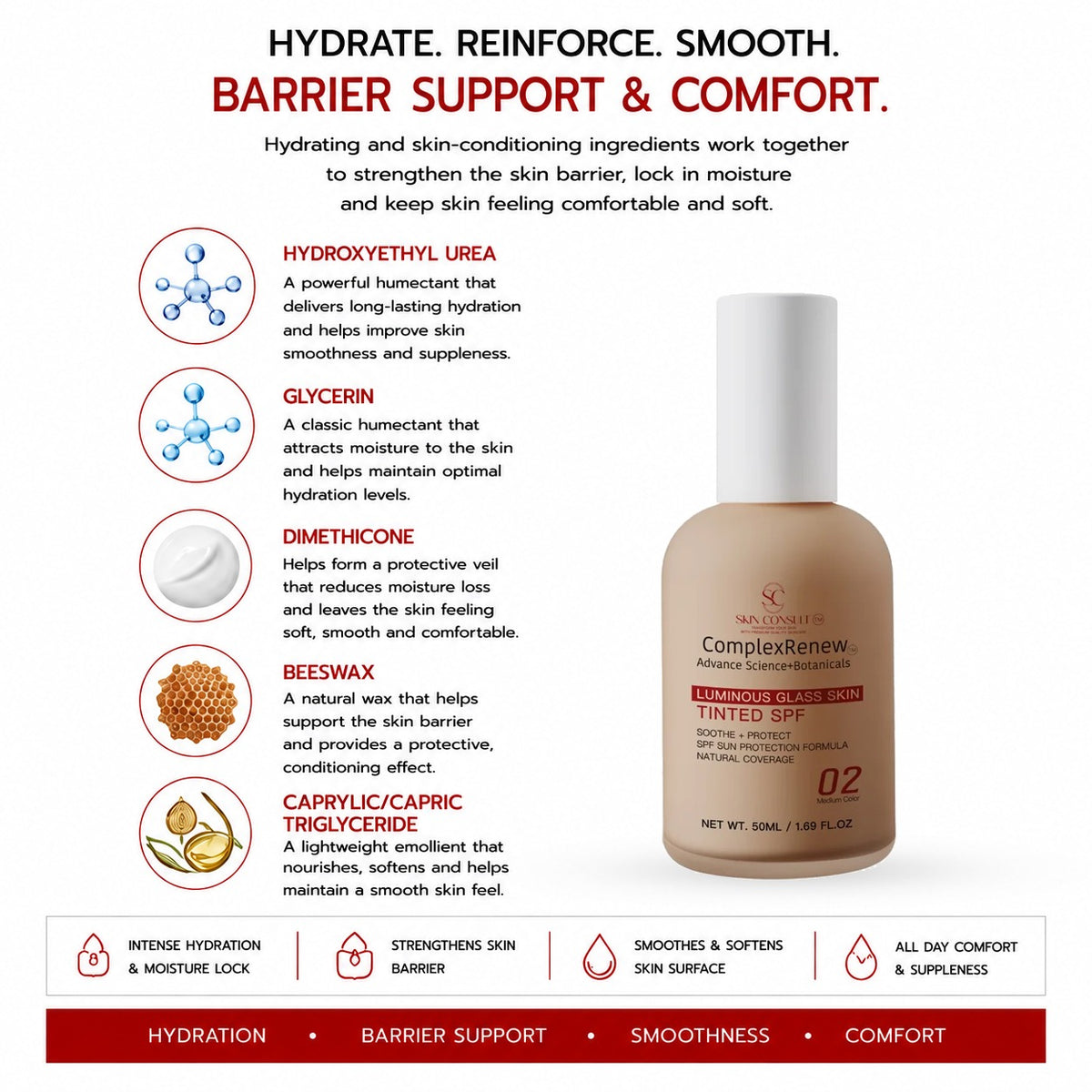Luminous Glass Skin Tinted SPF | UV & Visible Light Protection with Tone Correction | 50ml